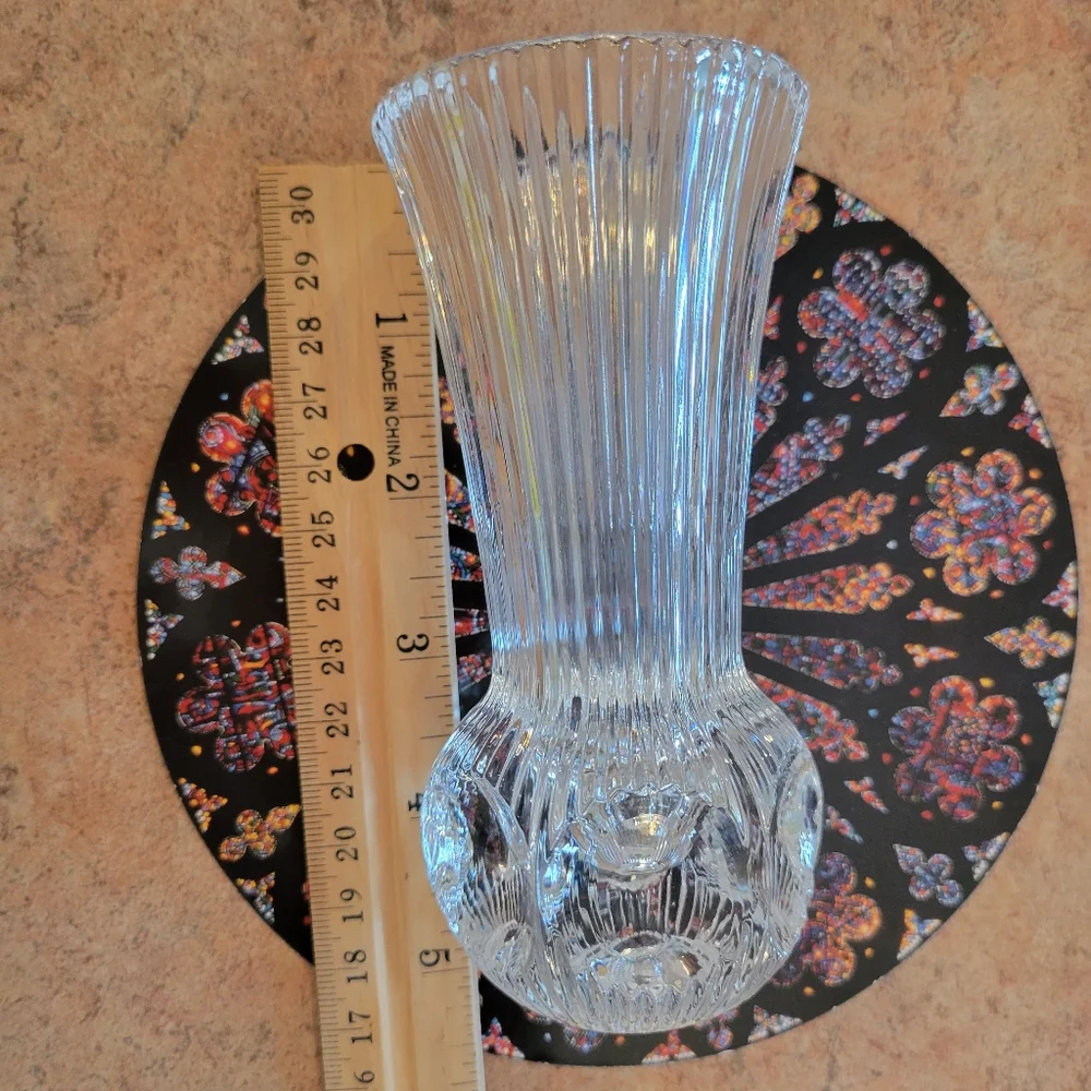 Small Vintage Crystal Bud Vase ~ MCM ~ Thumbprint Base ~ Cut Glass ~ Pretty!
